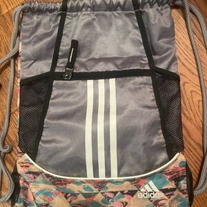 Adidas Multicolor and Gray Drawstring Backpack